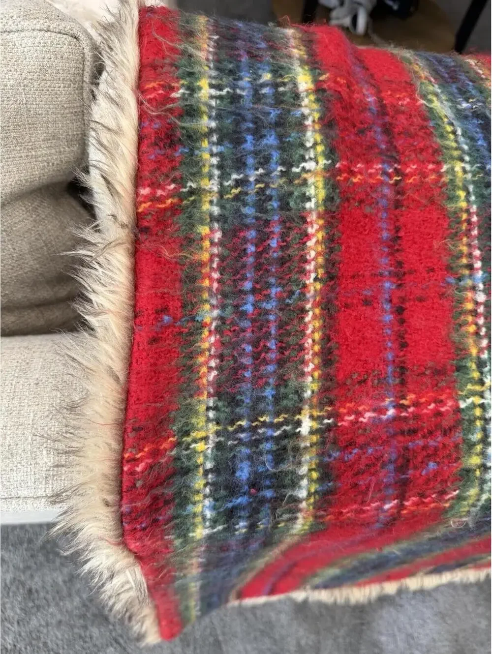 Pottery Barn Faux Fur Stewart Plaid Throw 50X60 Preowned
